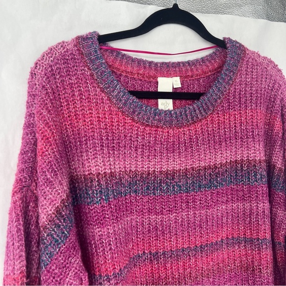 Ady P Cozy Multicolor Striped Crew Neck Sweater - Picture 3 of 7